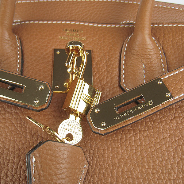 Replica Hermes Birkin 30CM Togo Leather Bag Light Coffee 6088 On Sale - Click Image to Close